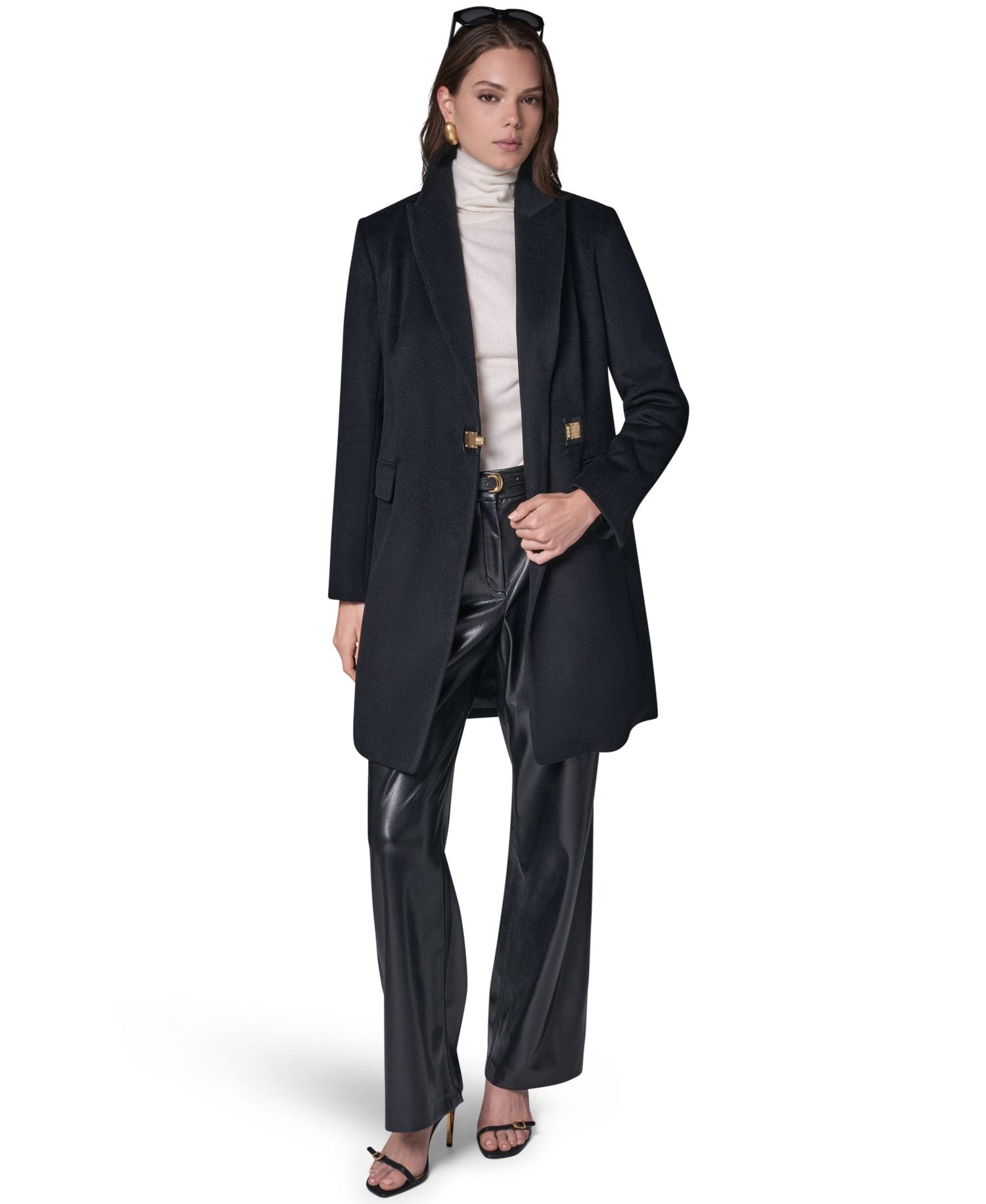 Women's Buttoned Notch Collared Coat