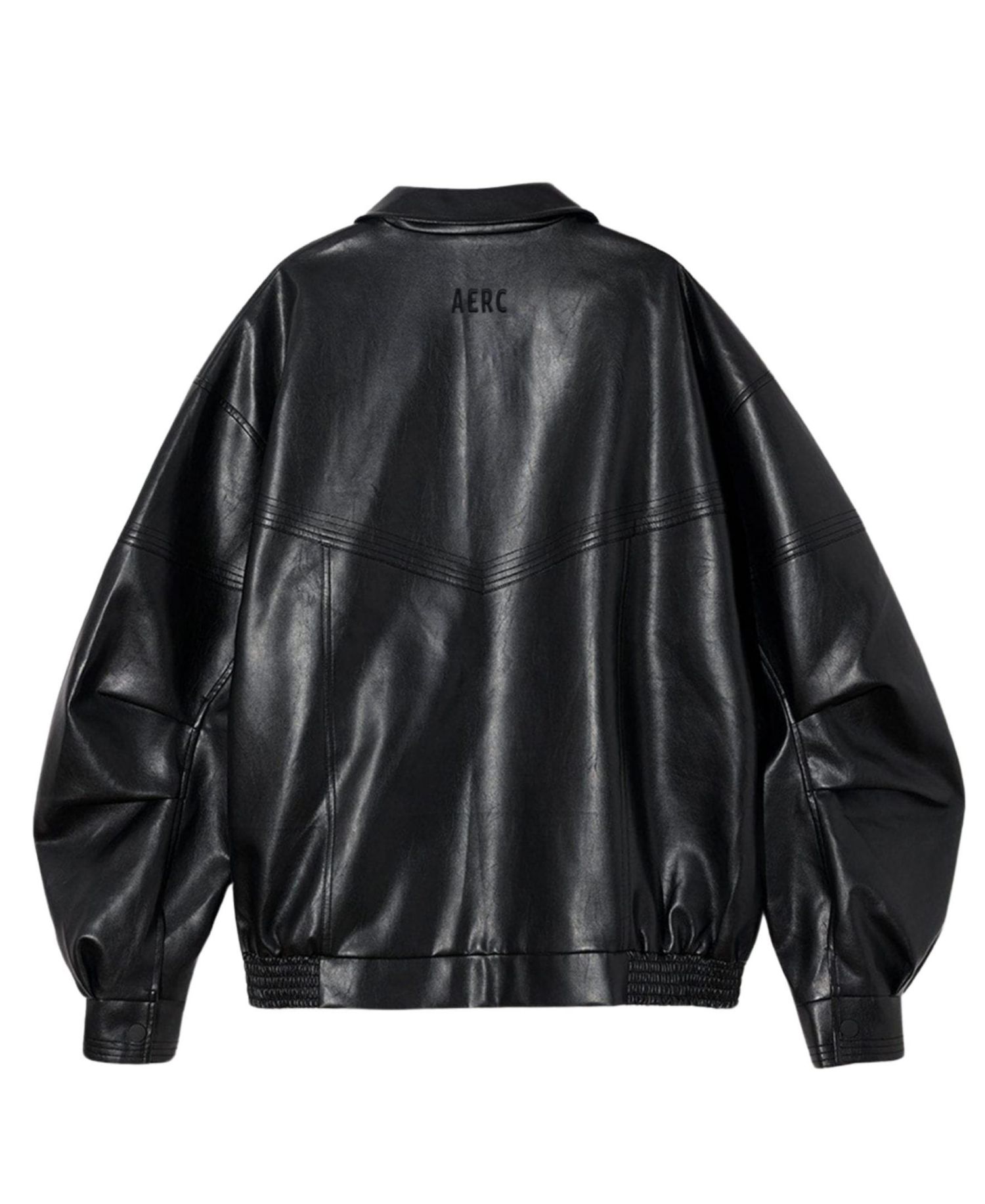 Women's Zip Up Ruched Leather Jacket