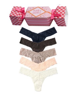 Women's Signature Lace Floral-Print Low-Rise Thong, 5-Piece