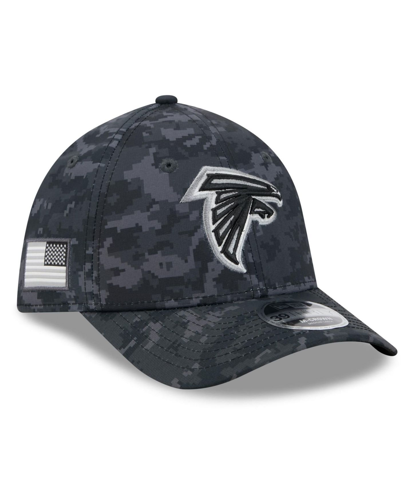 Мужская кепка New Era Black Atlanta Falcons 2026 Salute to Service 39THIRTY Flex Hat — фото 1