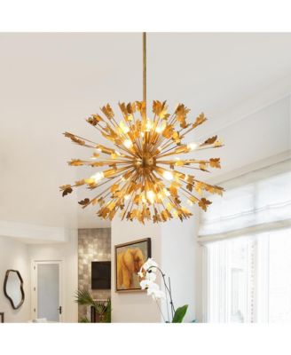 35" 14-Light Antique Gold Butterfly Sputnik Sphere Chandelier for Bedroom, Living Room