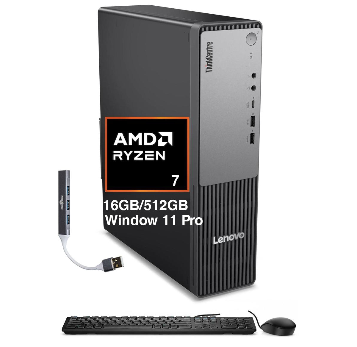 Lenovo ThinkCentre Neo 55s Ryzen 7 250 Mini Desktop (16GB, 512GB Ssd, Windows 11 Pro) - Black