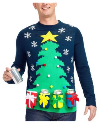 Men's Holiday Long-Sleeve Crewneck Drinking Game Sweater