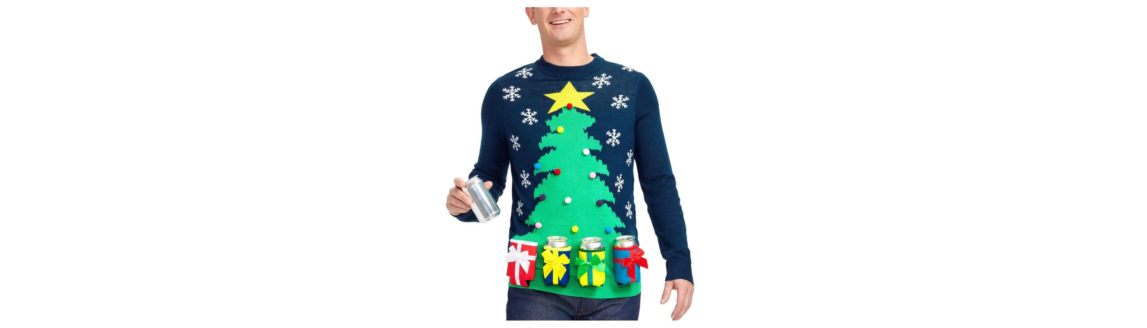 Tipsy Elves Men's Holiday Long-Sleeve Crewneck Drinking Game Sweater