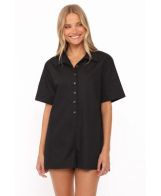 Women's Calypso Short-Sleeve Button-Front Collared Romper
