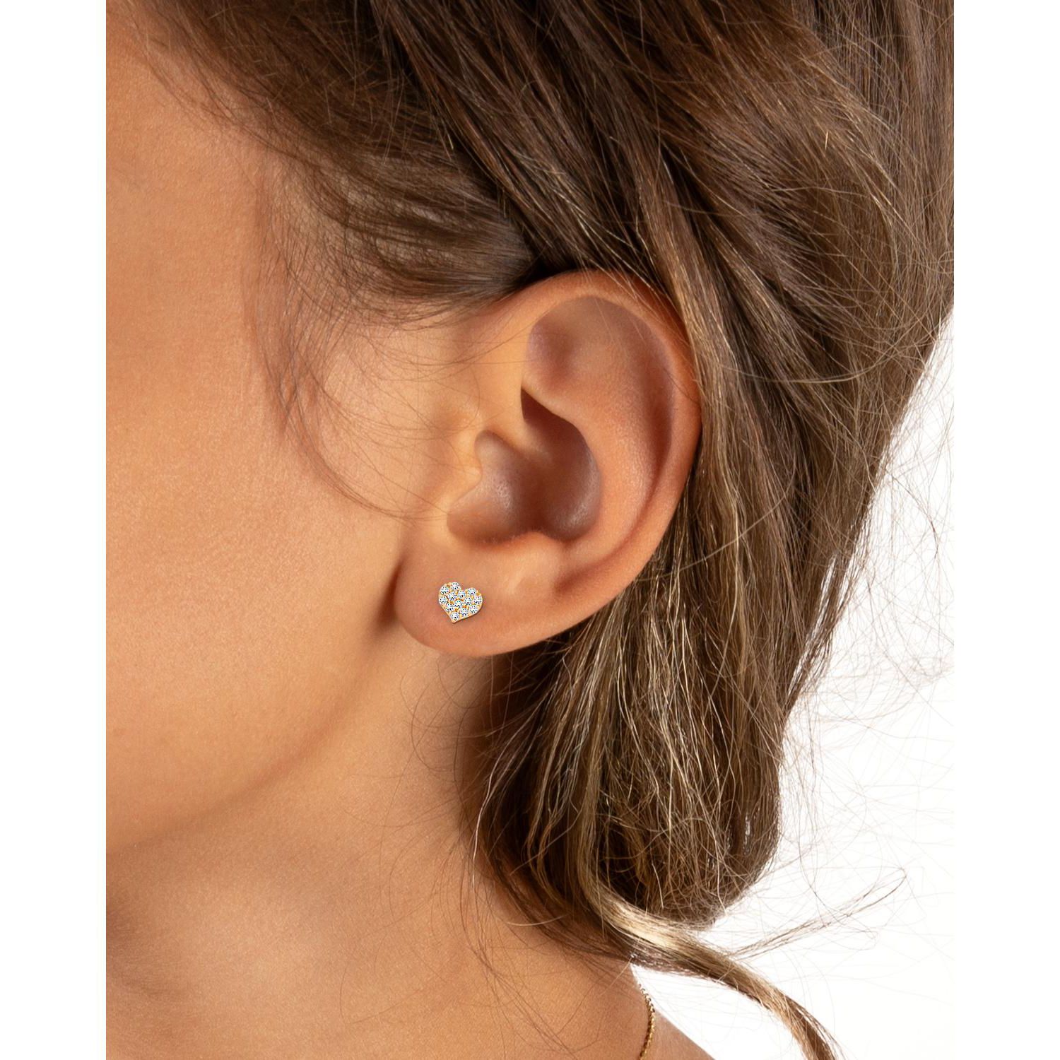 14K Gold Dearest Heart Stud Screw Back Earrings