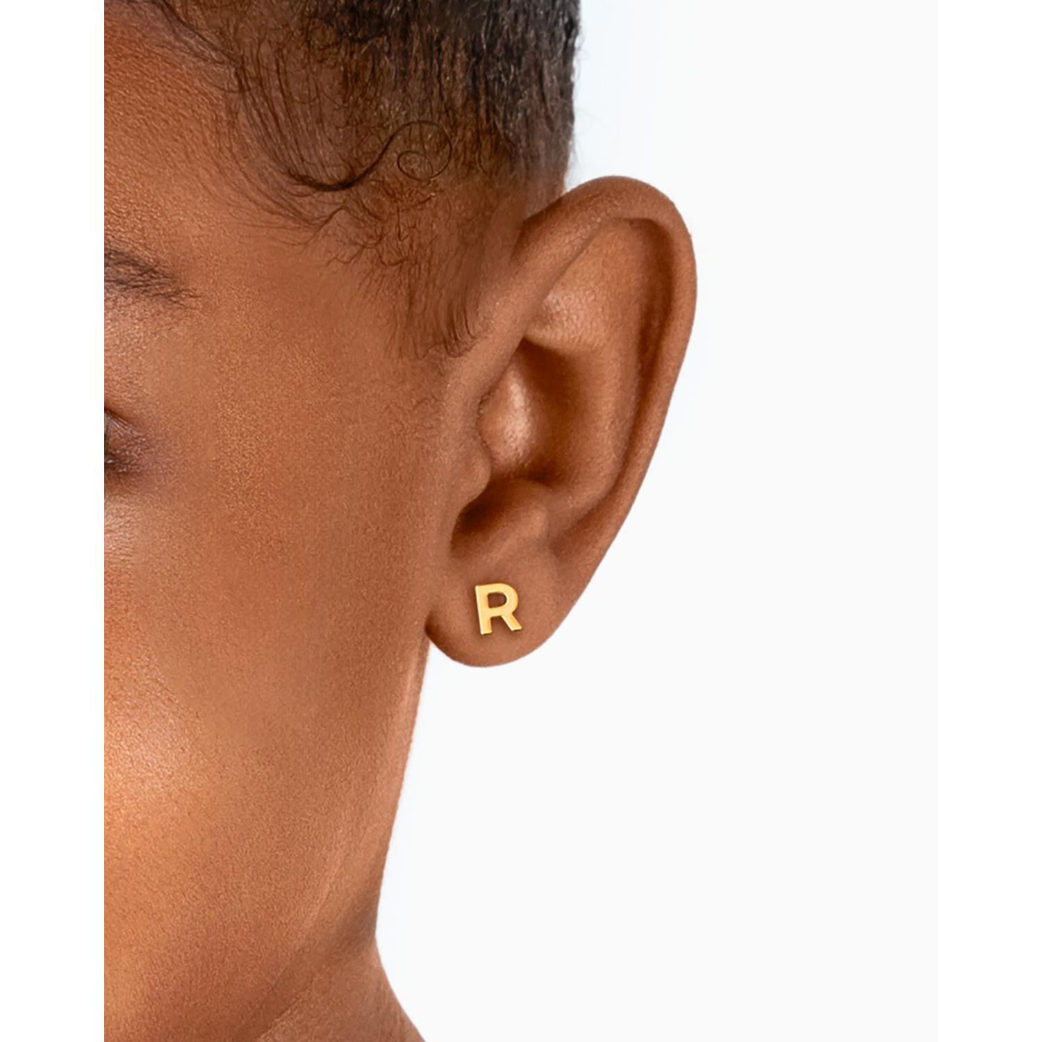 14K Gold Initial Stud Screw Back Earrings