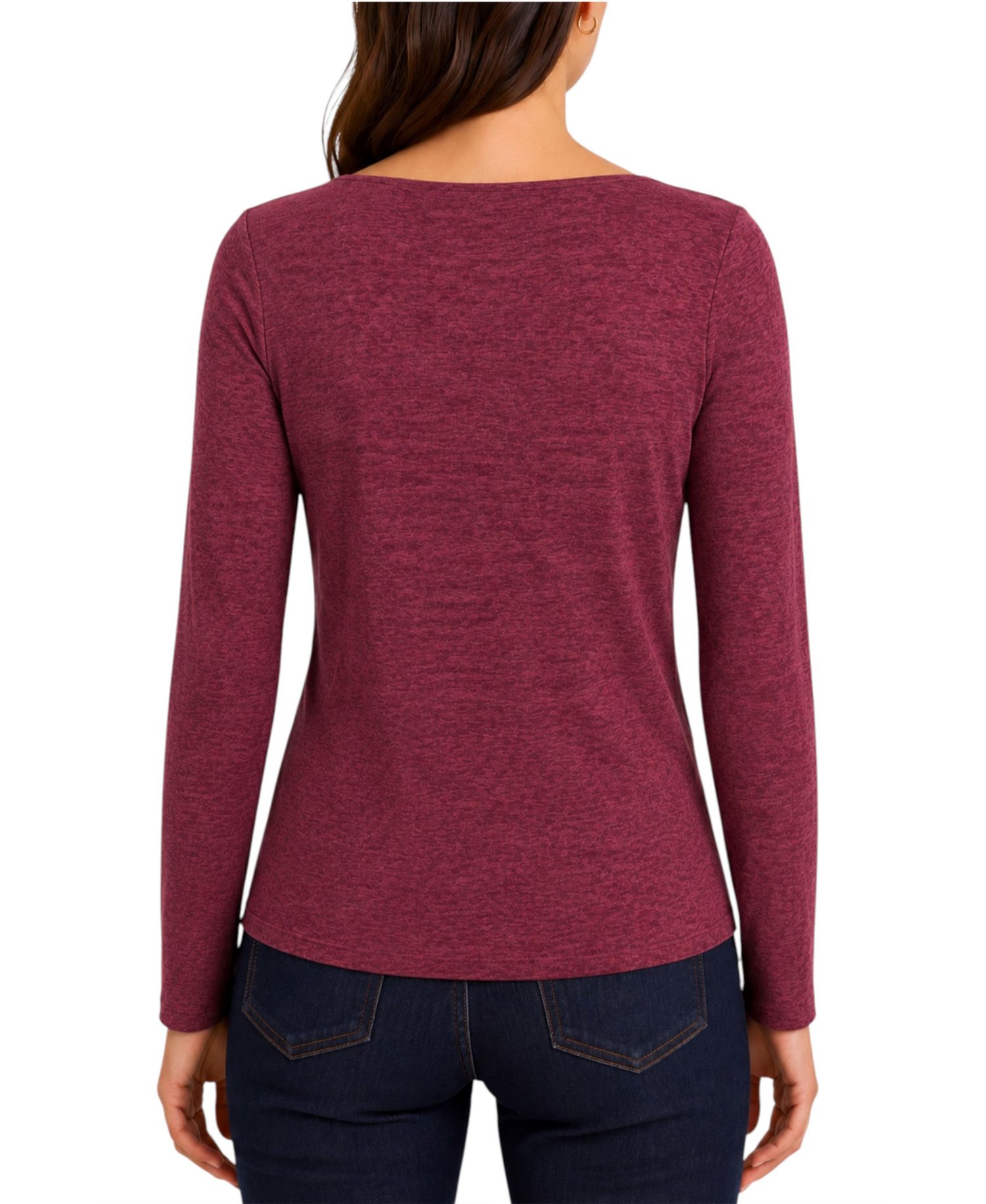 Women's Long-Sleeve Boat Neck Twist Waist Top