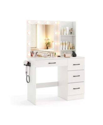 Vanity Desk with a Switchable Three-Color Lighted Mirror