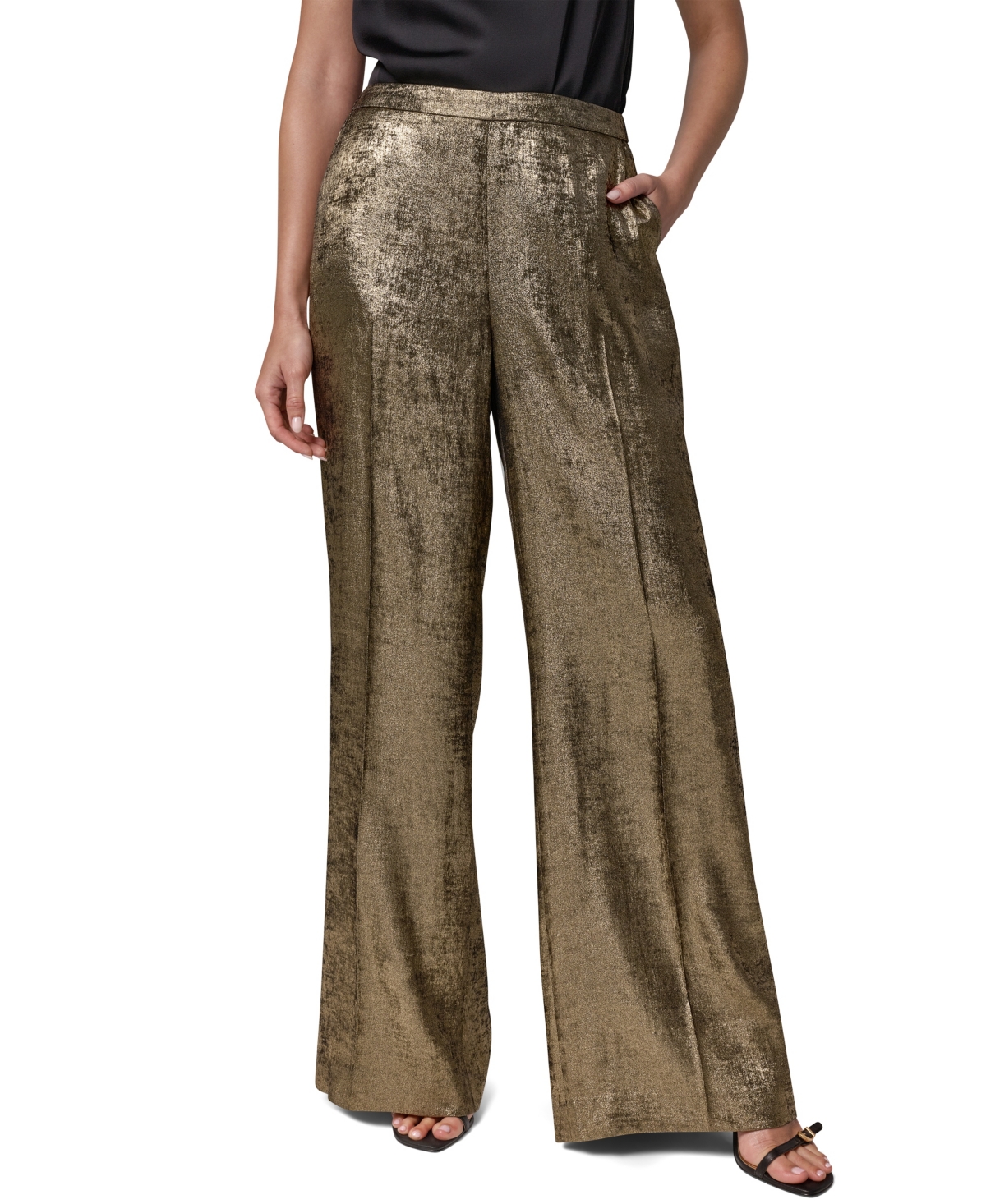 Donna Karan New York Women's Wide-Leg Pull-On Metallic Pants