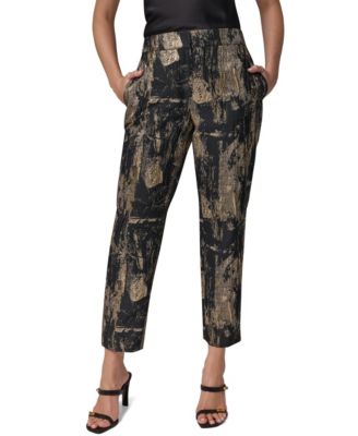 Women's Brushstroke Metallic Slim-Leg Ankle Pants