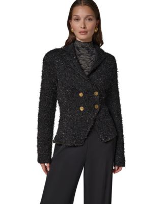 Women's Double-Breasted Shoulder-Padded Blazer