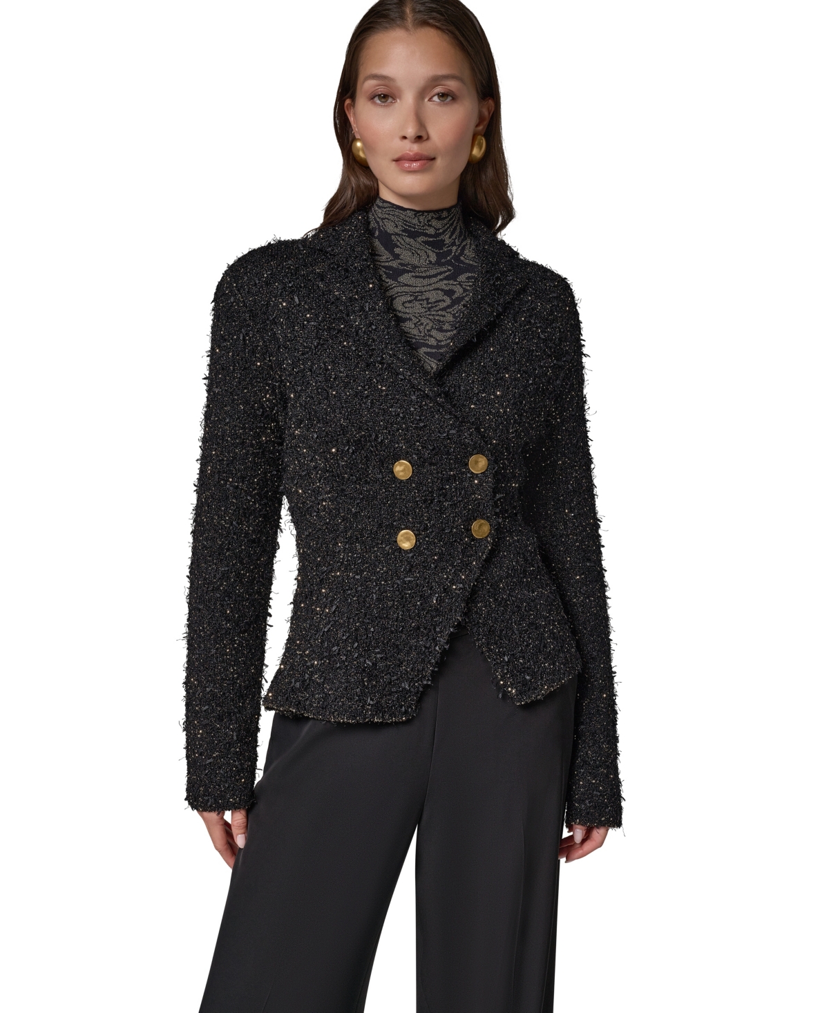 Donna Karan New York Women's Double-Breasted Shoulder-Padded Blazer