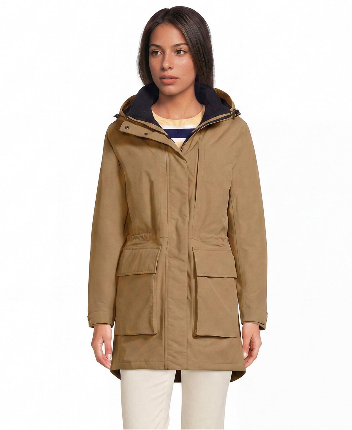 Lands' End Women's Squall Waterproof Insulated 3 in 1 Winter Parka - Honey beige