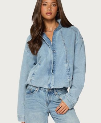 Women's Jaysi High Neck Denim Bomber Jacket