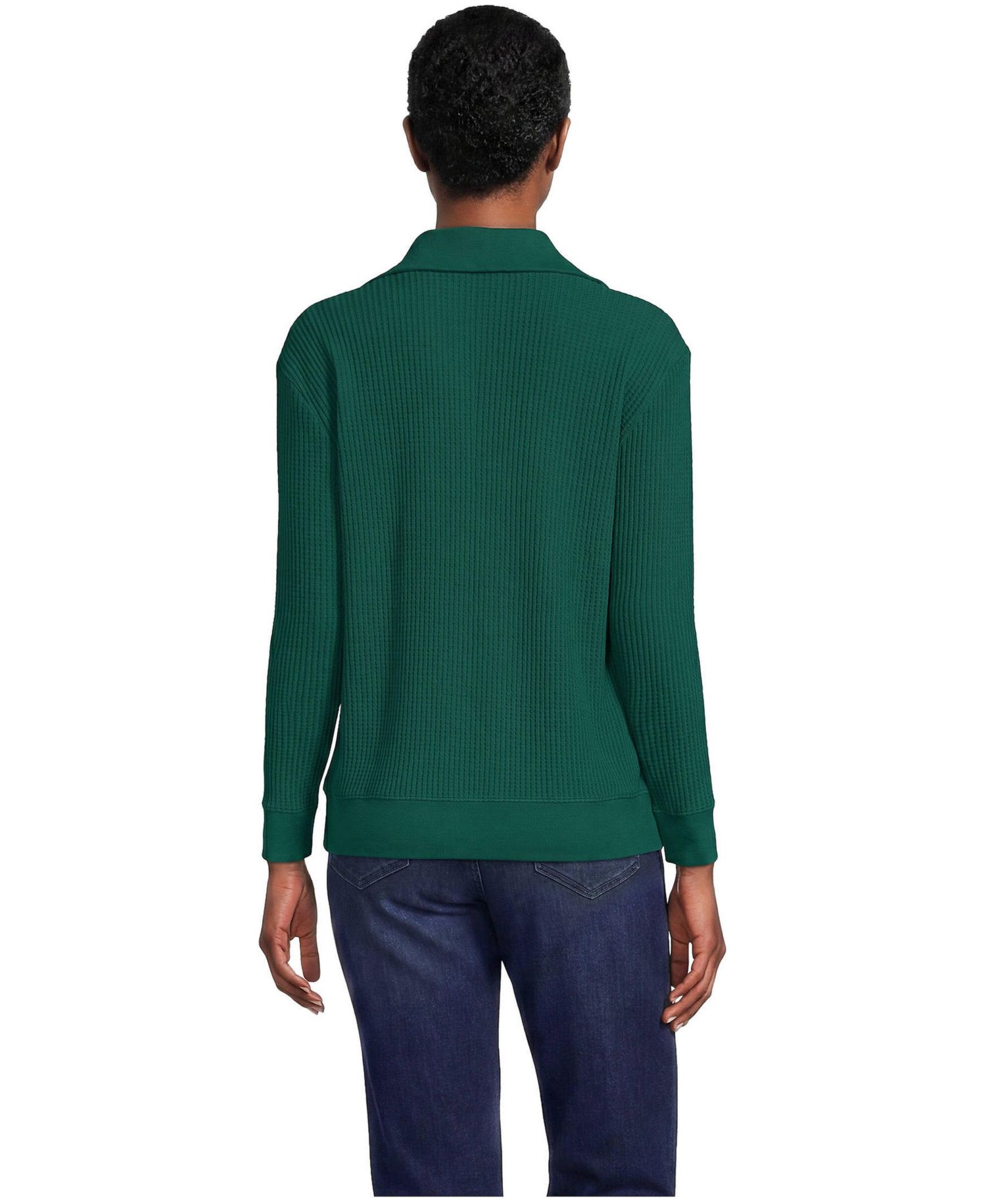 Women's Waffle-Knit Button-Up Long-Sleeve Henley Top