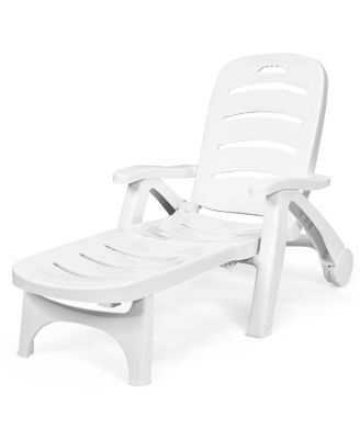 5-Position Folding Chaise Lounge Chair on Wheels
