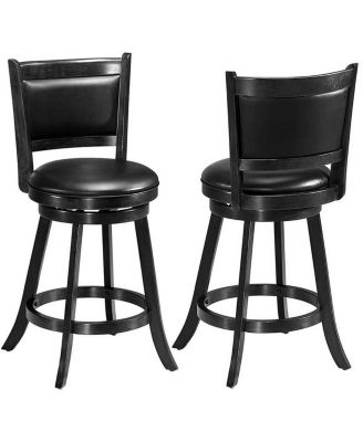 2-Piece 24 in Swivel Counter Stool Dining Chair Upholstered Seat