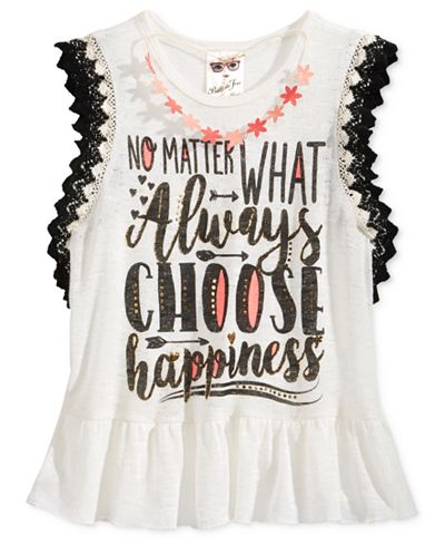 Belle Du Jour Ruffle-Edge Graphic-Print Top, Big Girls (7-16)