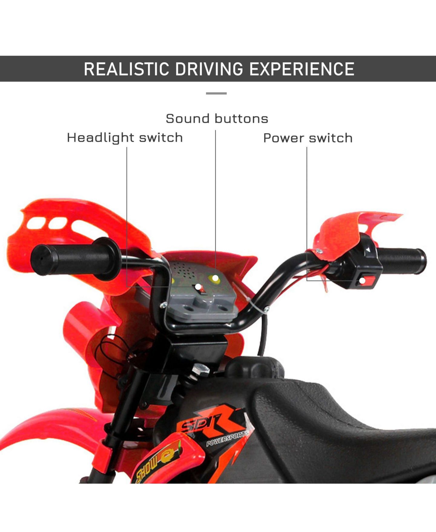 Детская игрушка SEVORLEY Kids 6V Battery-Powered Ride-On Motorcycle, 1 Rider, Ages 5-10 Years, цвет: Красный — фото 4