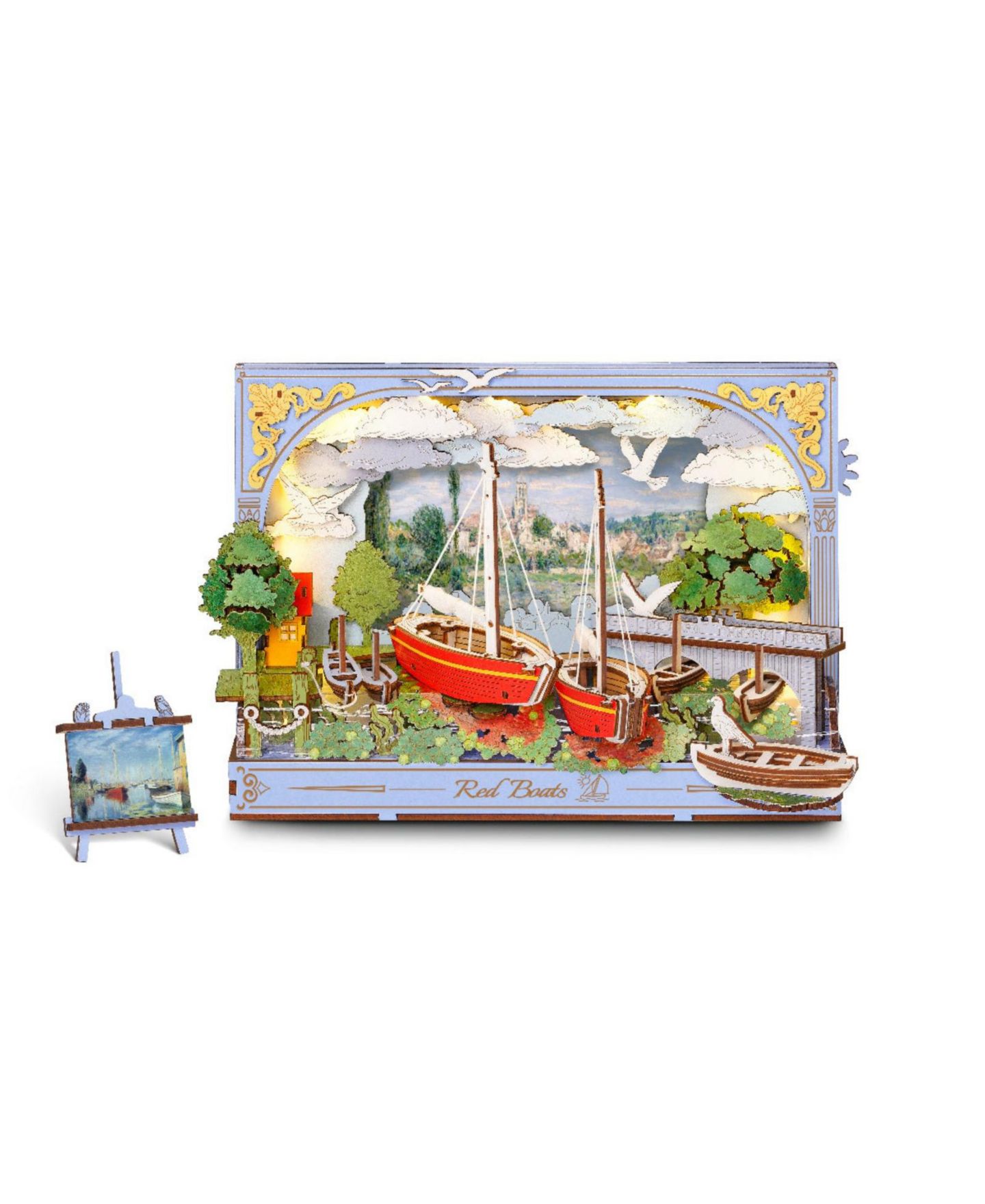 Детские конструкторы Robotime Red Boat 3D Wooden LED Puzzle, Ages 14+ — фото 1