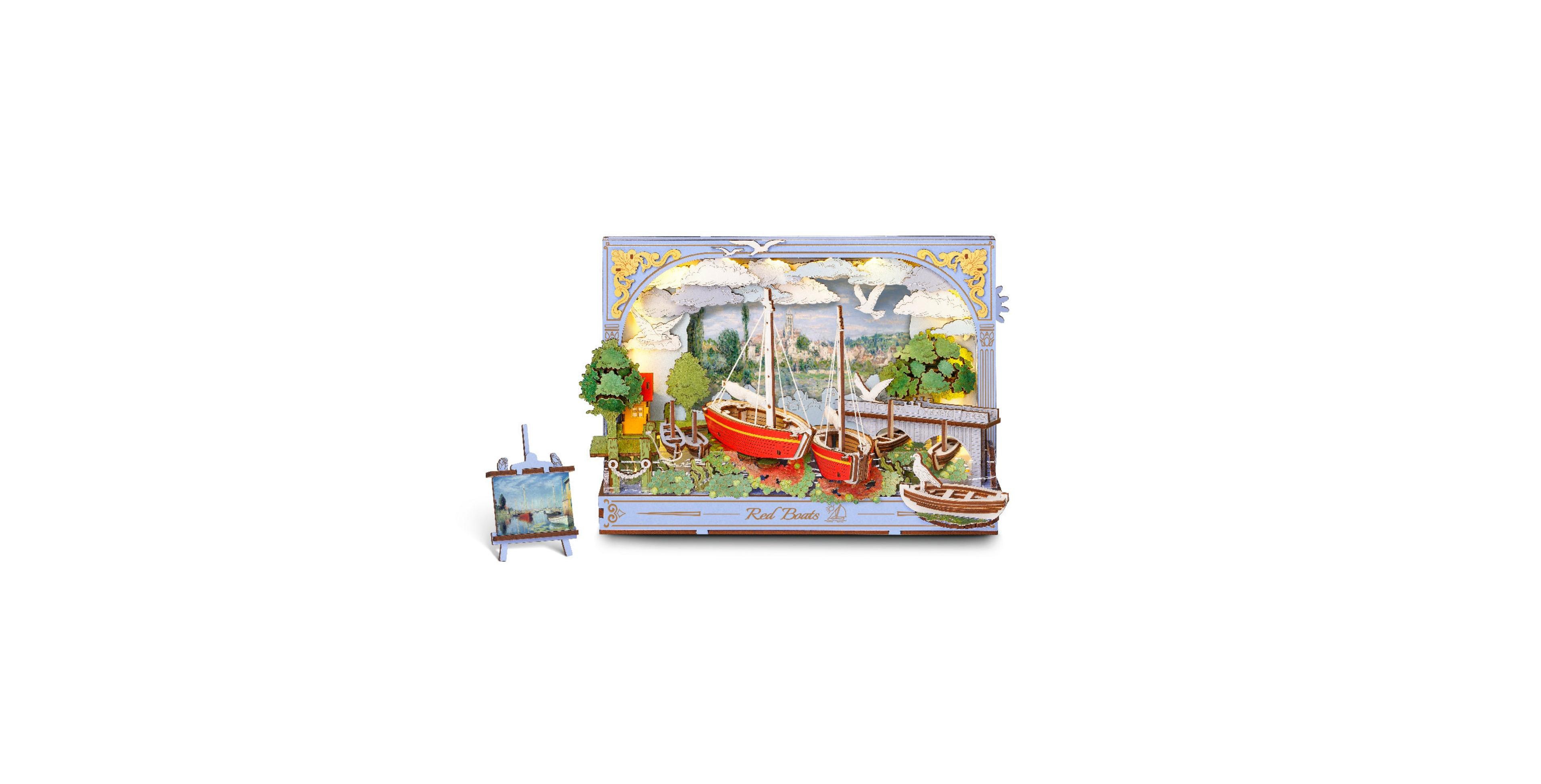 Robotime Red Boat 3D Wooden Led Puzzle, Ages 14+