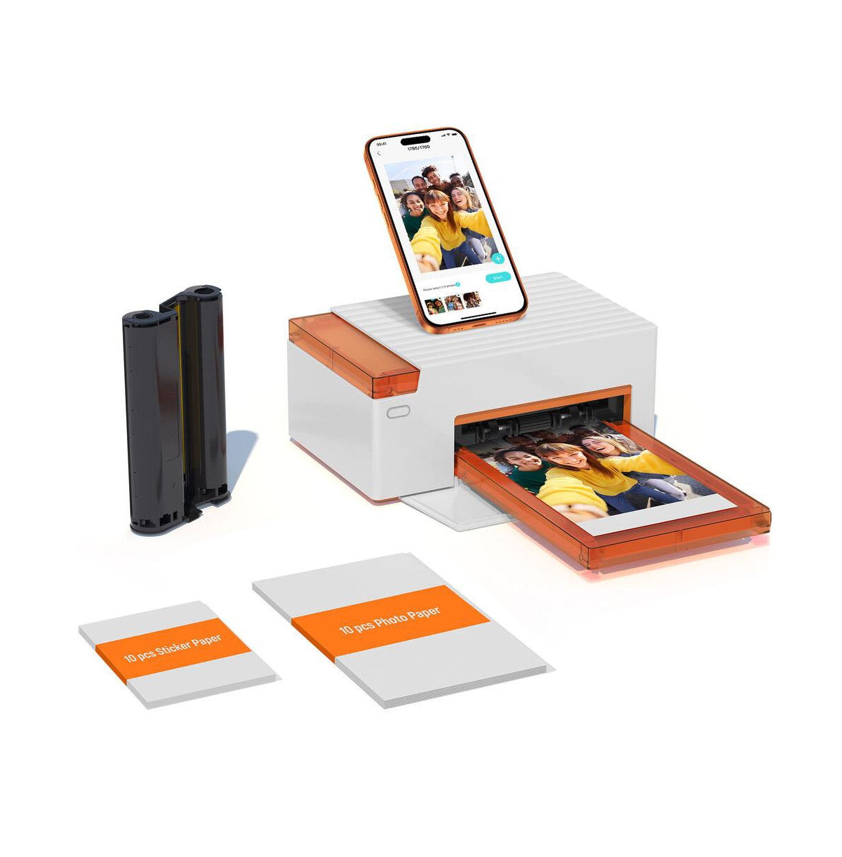 Liene Amber M210 4x6 Inch Photo Printer with 10 Sheets 4x6 paper and 10 sheets 3x3 paper and ink cartridges