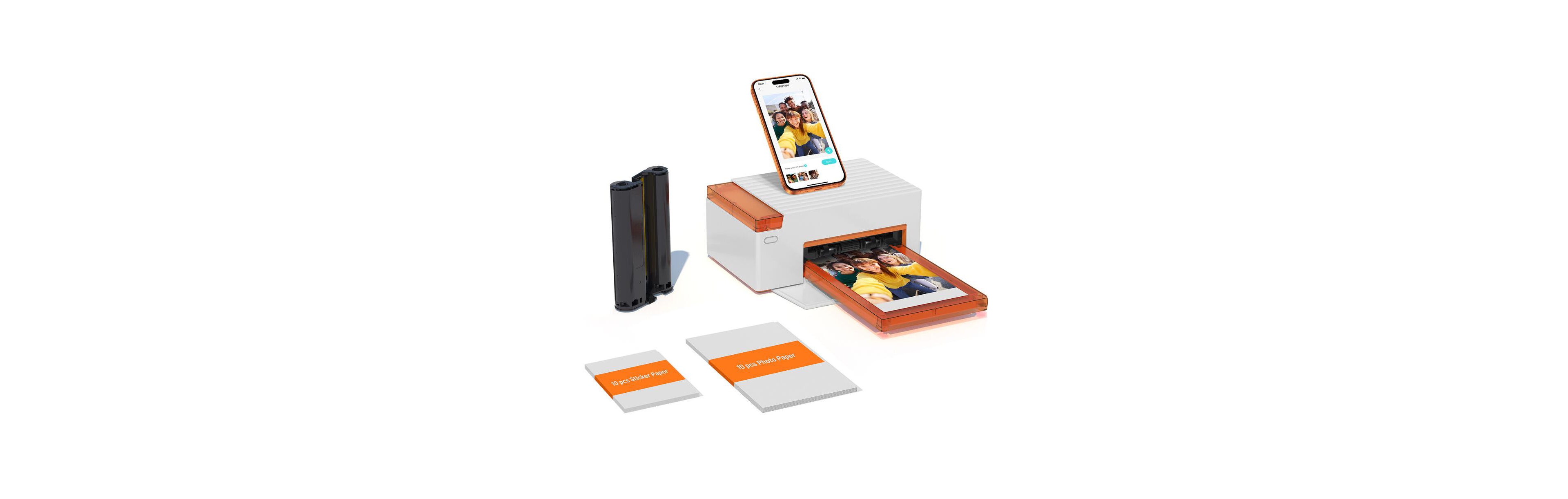 Liene Amber M210 4x6 Inch Photo Printer with 10 Sheets 4x6 paper and 10 sheets 3x3 paper and ink cartridges