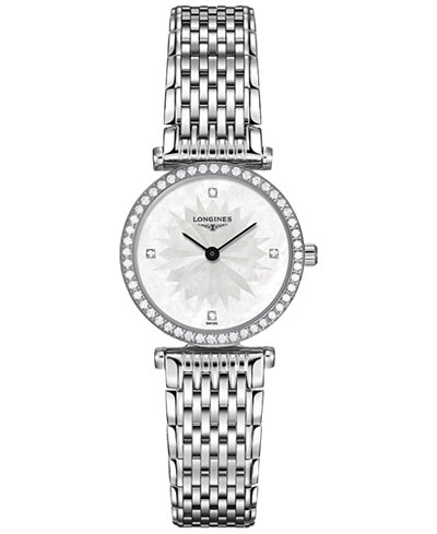 Longines Women's Swiss La Grande Classique de Longines Diamond (3/8 ct. t.w.) Stainless Steel Bracelet Watch 24mm L42410256