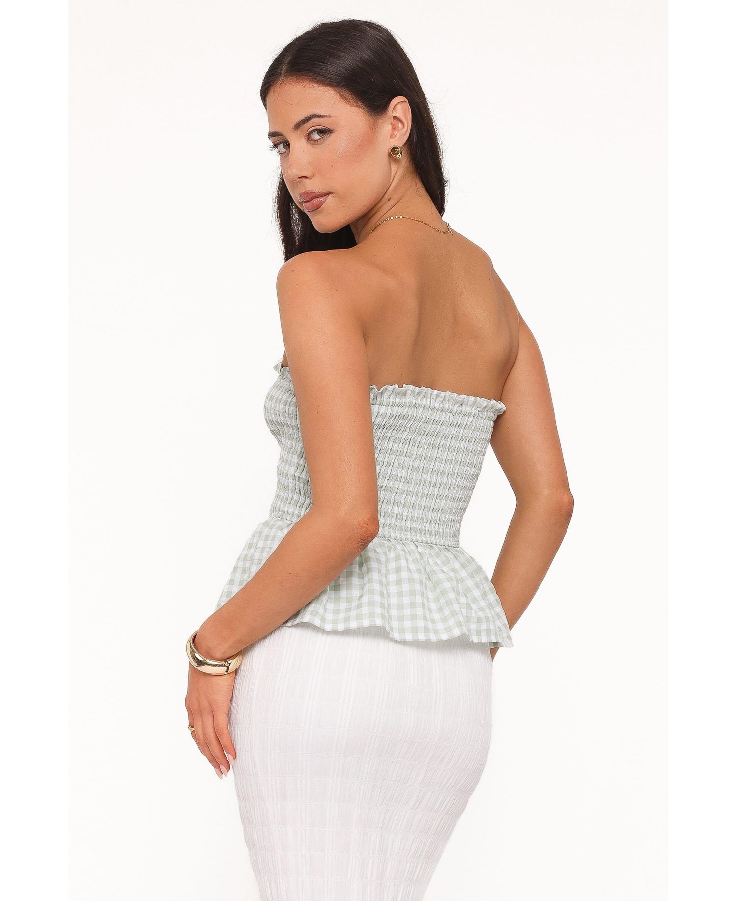 Women's Carina Gingham Strapless Bow Top