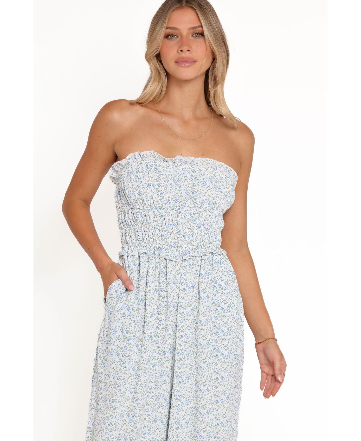Women's Yulissa Strapless Floral Wide-Leg Jumpsuit