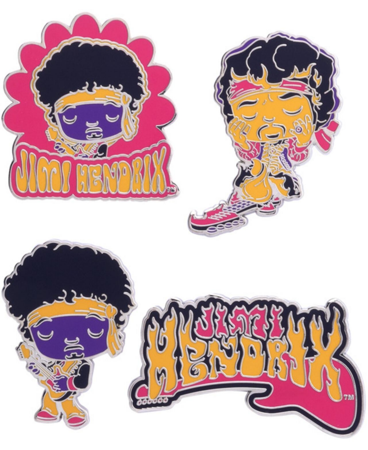 Funko Pop! Jimi Hendrix Flaming Guitar Enamel 4-Piece Pin Set, Ages 6+