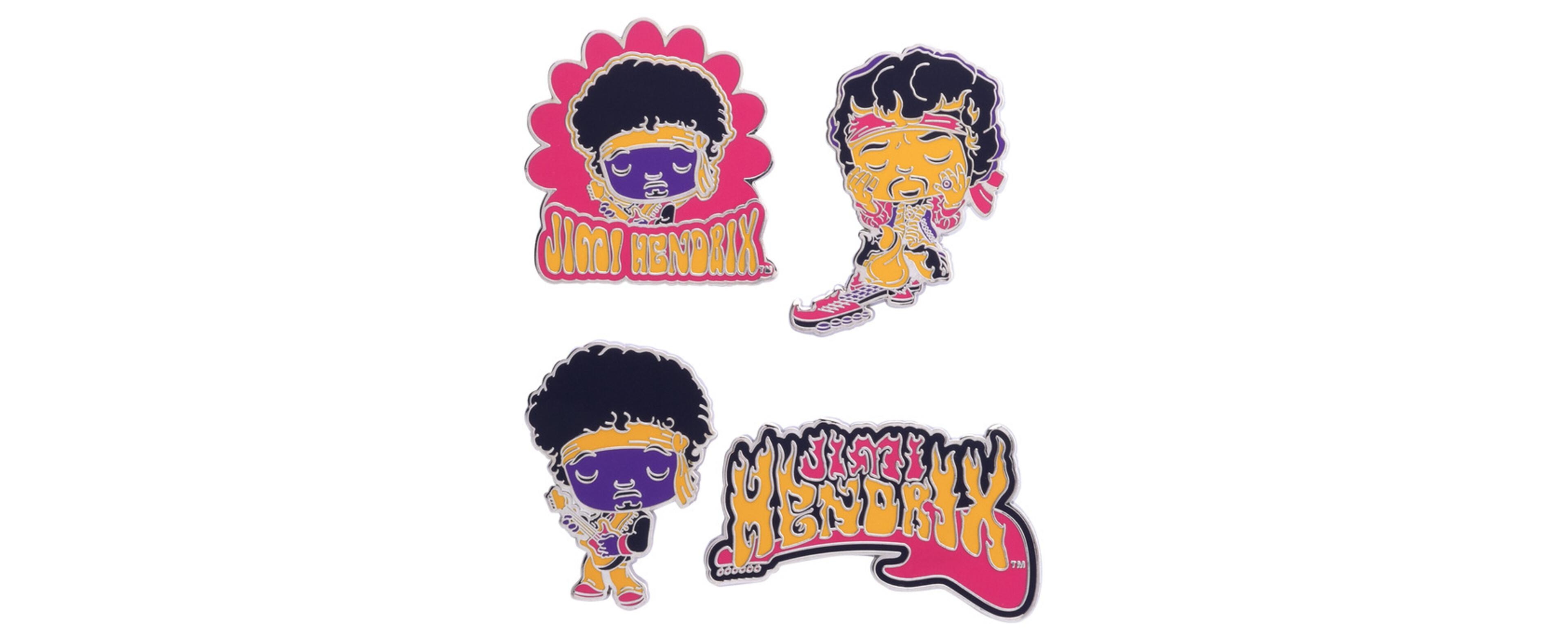 Funko Pop! Jimi Hendrix Flaming Guitar Enamel 4-Piece Pin Set, Ages 6+