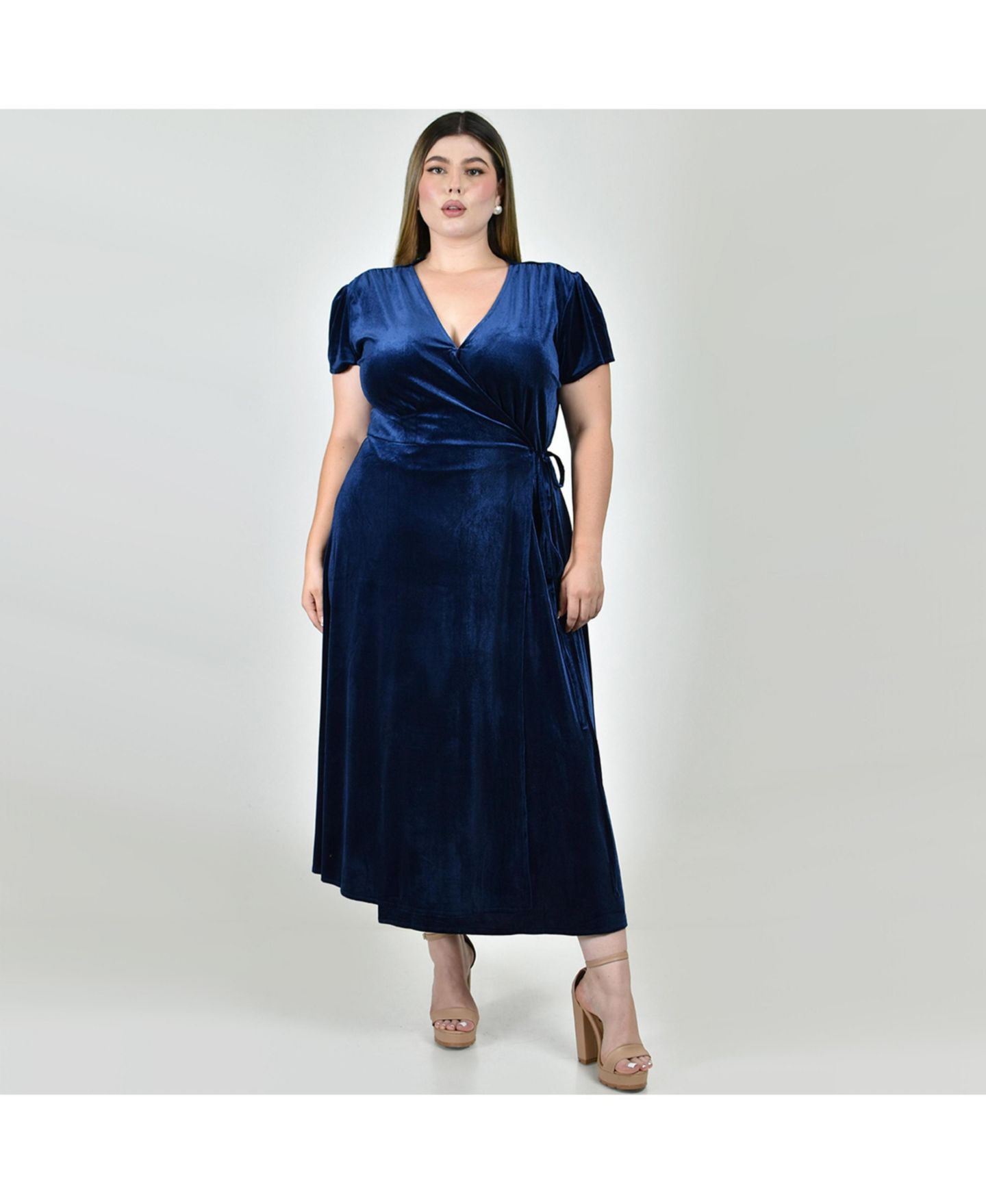 Женское платье Roman Fashion Velvet Wrap, цвет: Тёмно-синий — фото 5