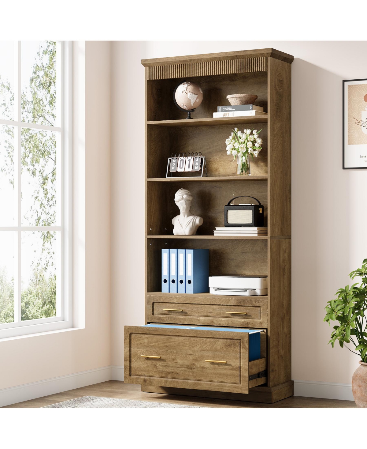 Tribesigns 2-Drawer Vertical File Cabinet, Modern Filing Cabinet - Brown