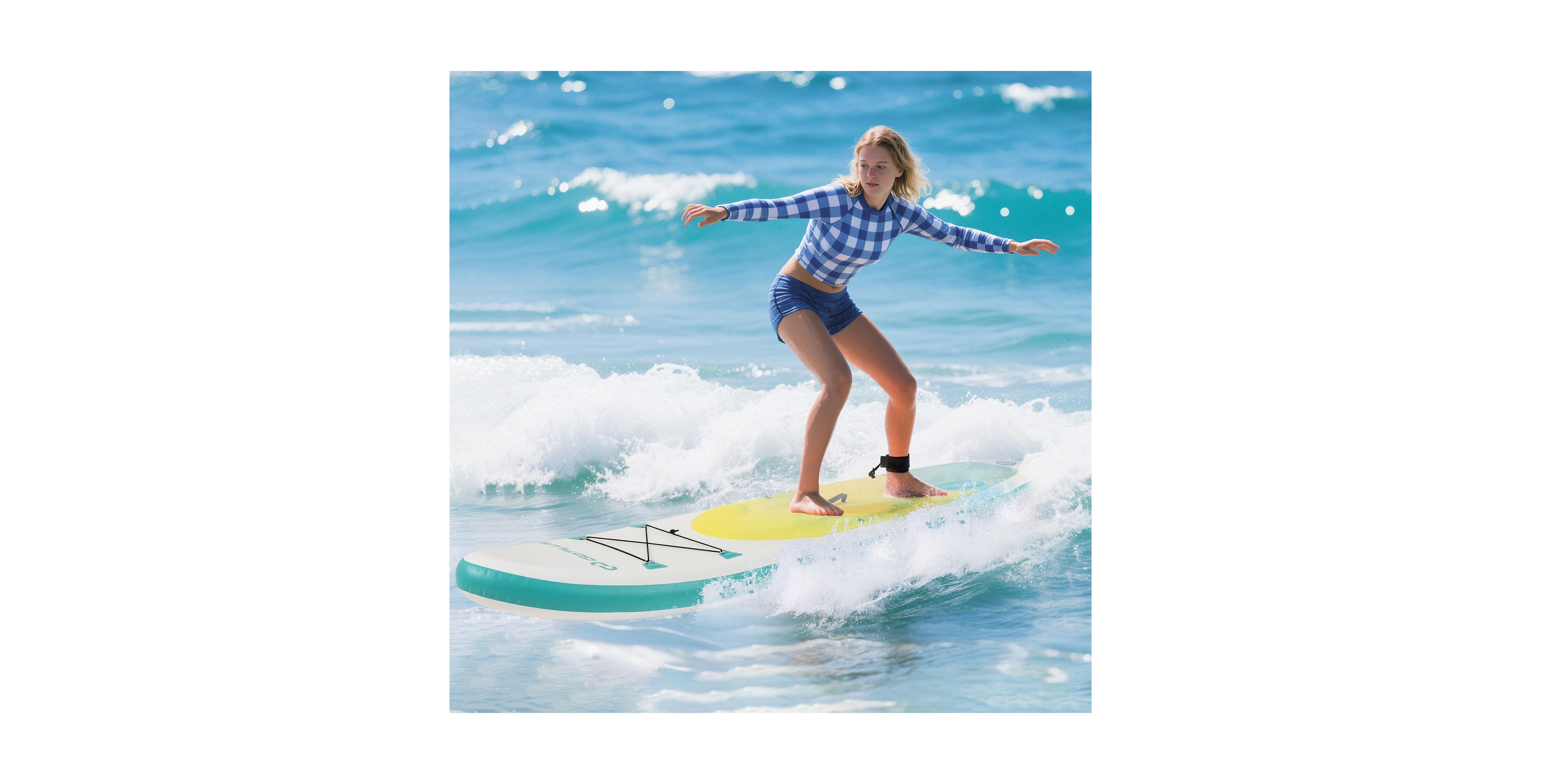 Zeny 11ft Premium Stand Up Paddleboard, 3-Section Paddle, Drop-Stitch Core, Non-Slip