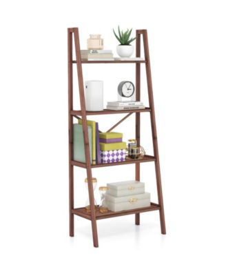 4-Tier Bamboo Ladder Bookshelf 58 Inch