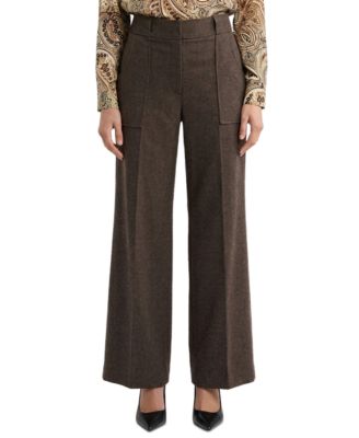 Women's Natalie Wide-Leg High-Waisted Pleated Wool-Blend Pants