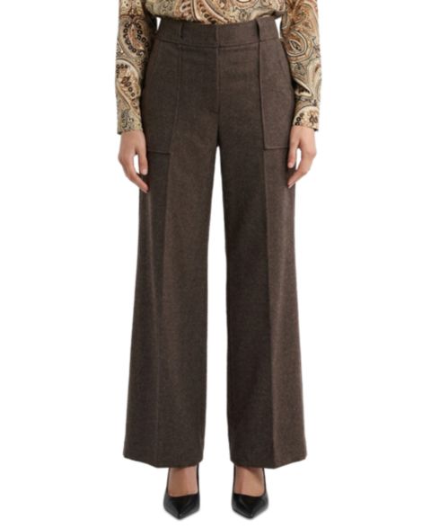 Женские брюки Elie Tahari Natalie Wide-Leg High-Waisted Pleated Wool-Blend, цвет: Коричневый