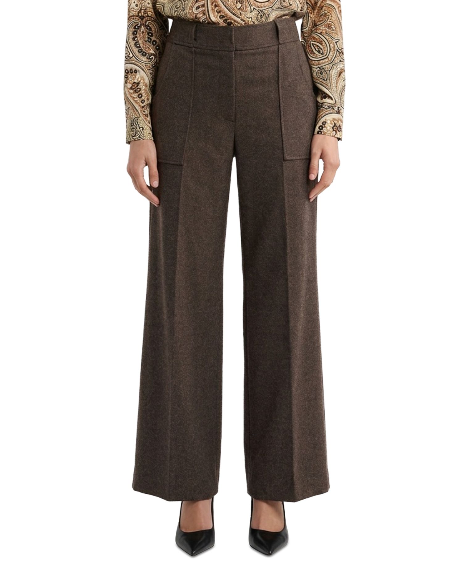 Women's Natalie Wide-Leg High-Waisted Pleated Wool-Blend Pants