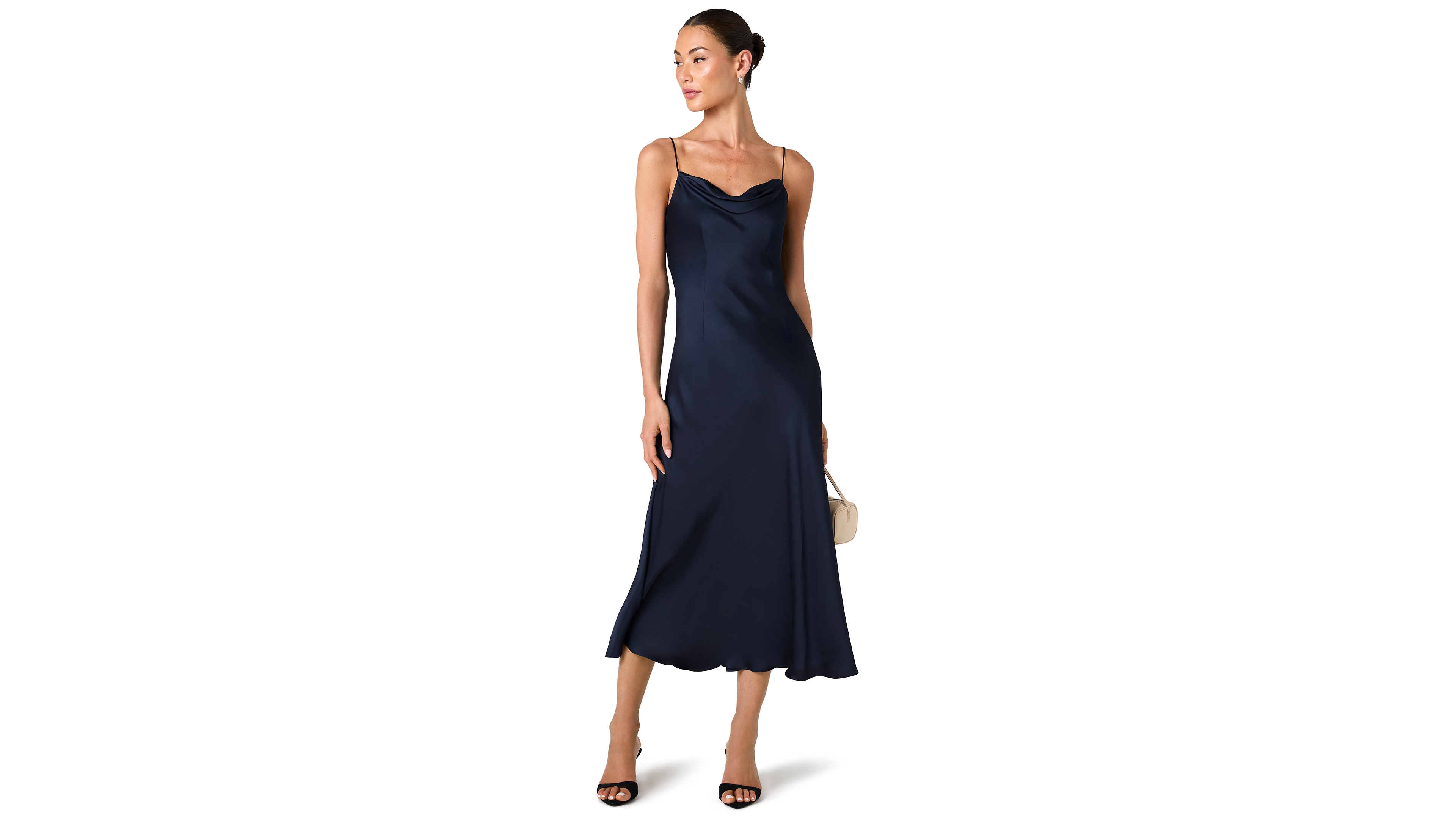 French Connection Women's Oona Cowl Neck A-Line Midi Slip Dress