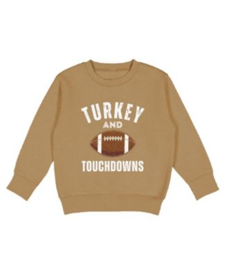 Boys' 4-20 Turkey and Touchdowns Thanksgiving Crewneck Long-Sleeve Sweatshirt