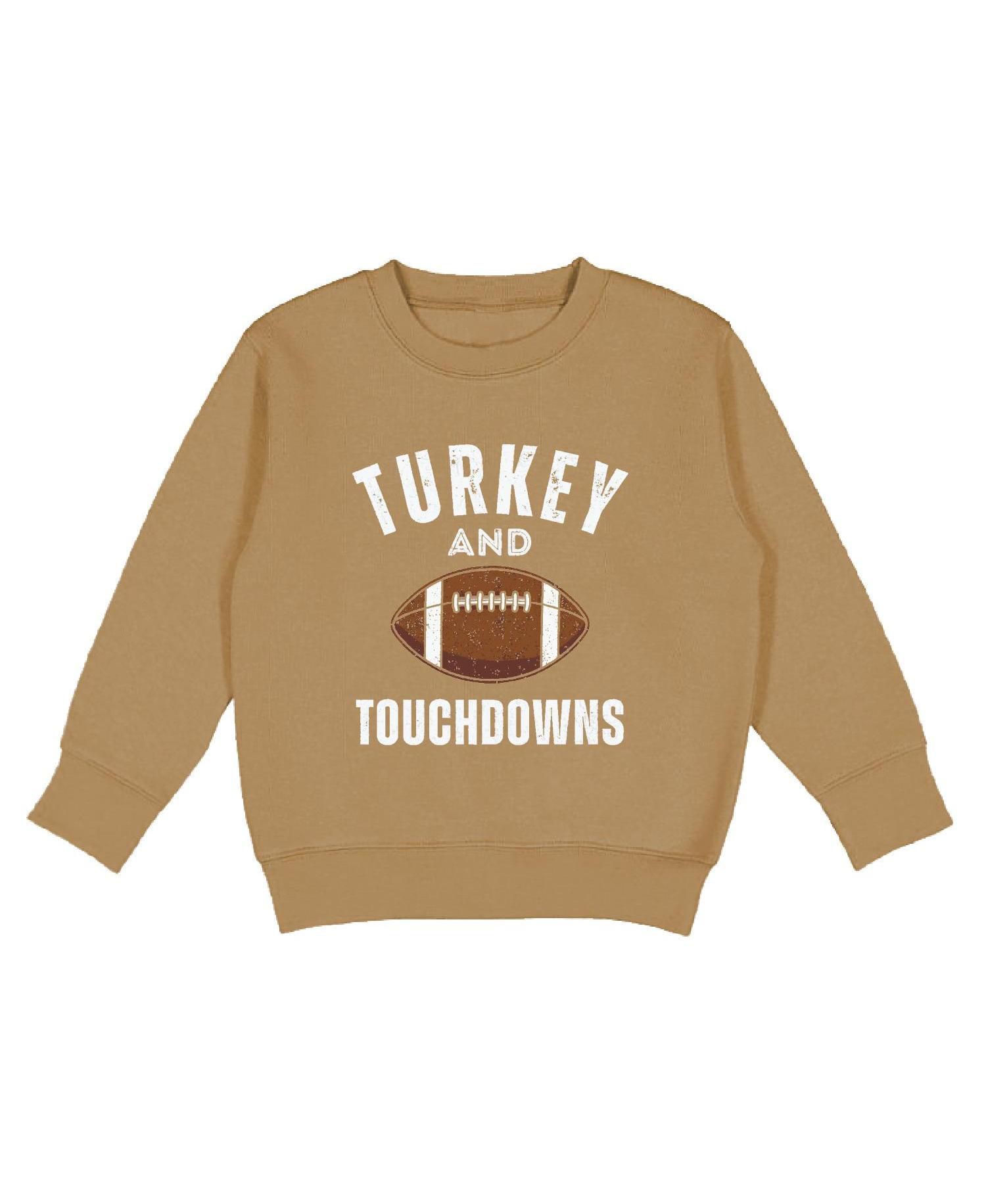 Boys' 4-20 Turkey and Touchdowns Thanksgiving Crewneck Long-Sleeve Sweatshirt