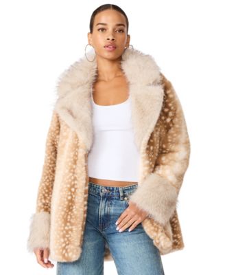 Women's Carmelina Animal Print Faux Fur Teddy Coat