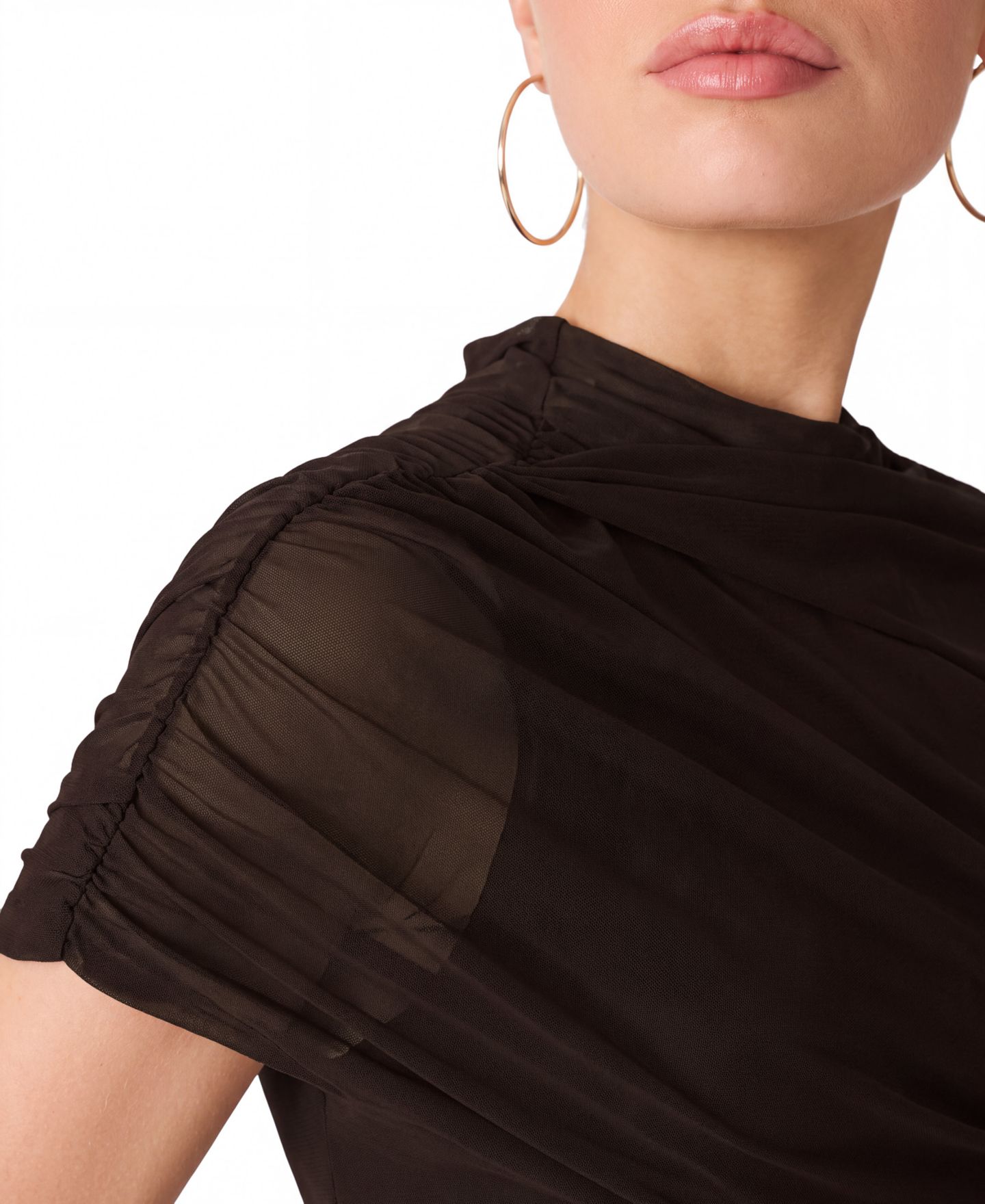 Женский топ Steve Madden Kerry Mock-Neck Ruched Cape-Sleeve, цвет: Коричневый — фото 5