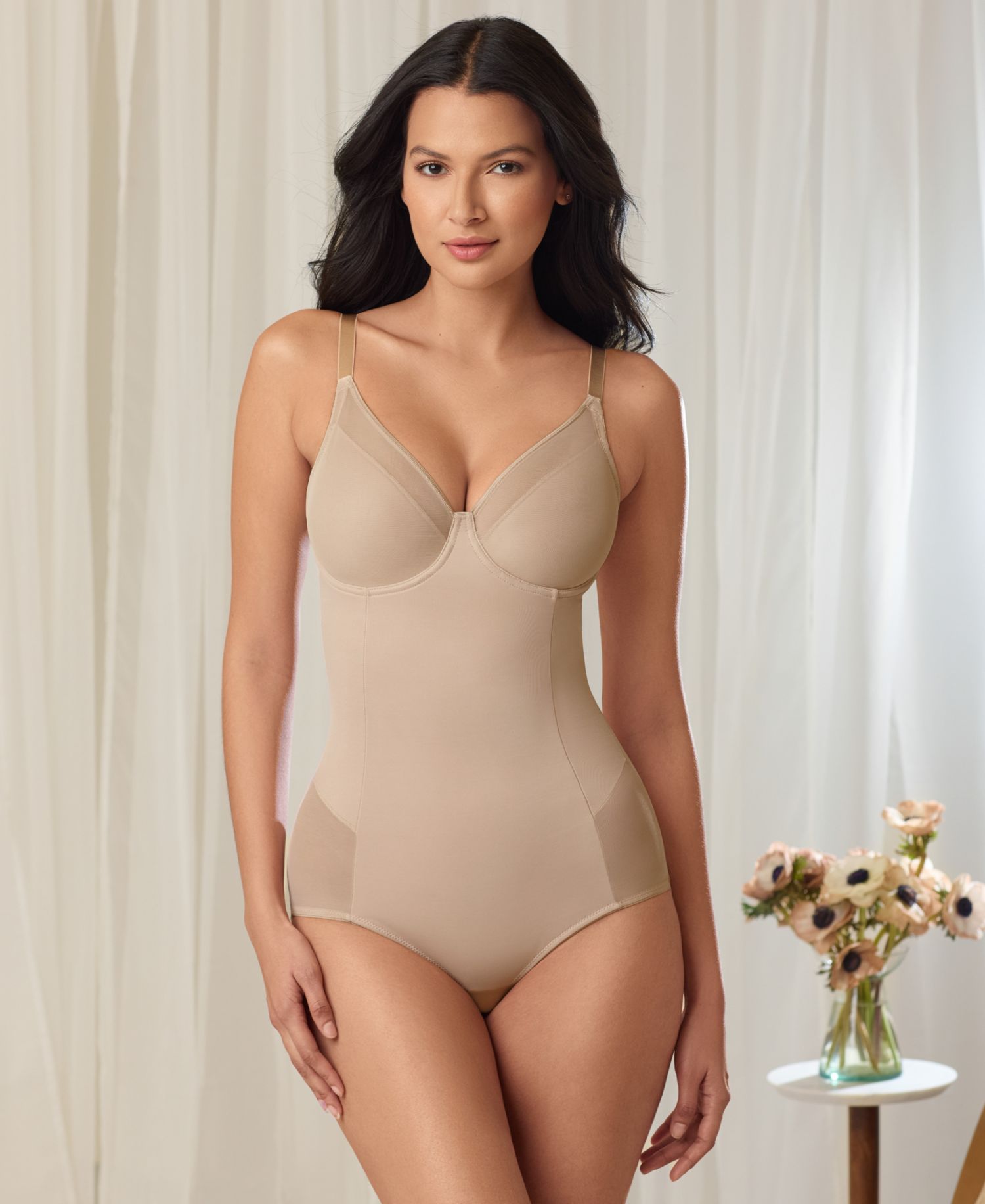 Women's Sexy Sheer Shaping Padded-Cup Bodysuit 2763
