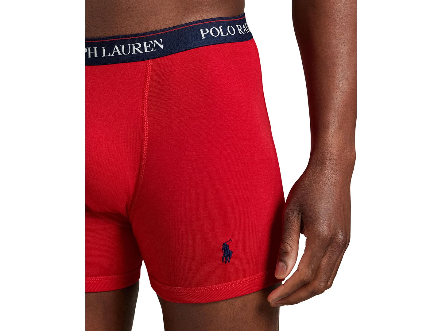 Мужские хлопковые боксеры-брифы Polo Ralph Lauren классического кроя, набор из 5 шт, цвет: Меланжевый / Тёмно-синий — фото 7