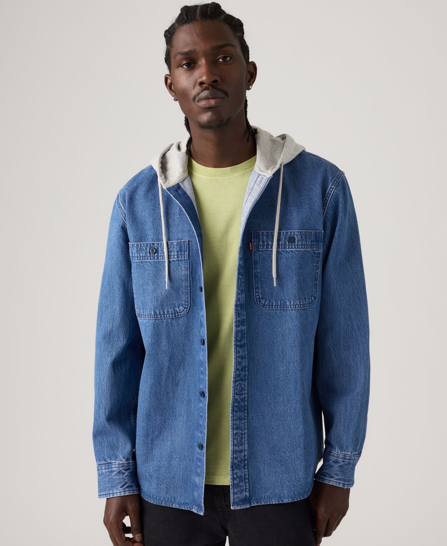 Мужская рубашка Levi's Classic Hooded Worker Plaid Long-Sleeve, цвет: Средняя варка — фото 2