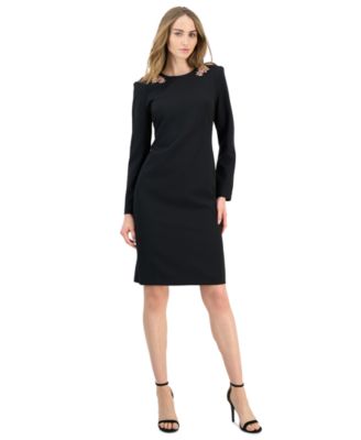 Women's Embellished Modern Long-Sleeve Dress