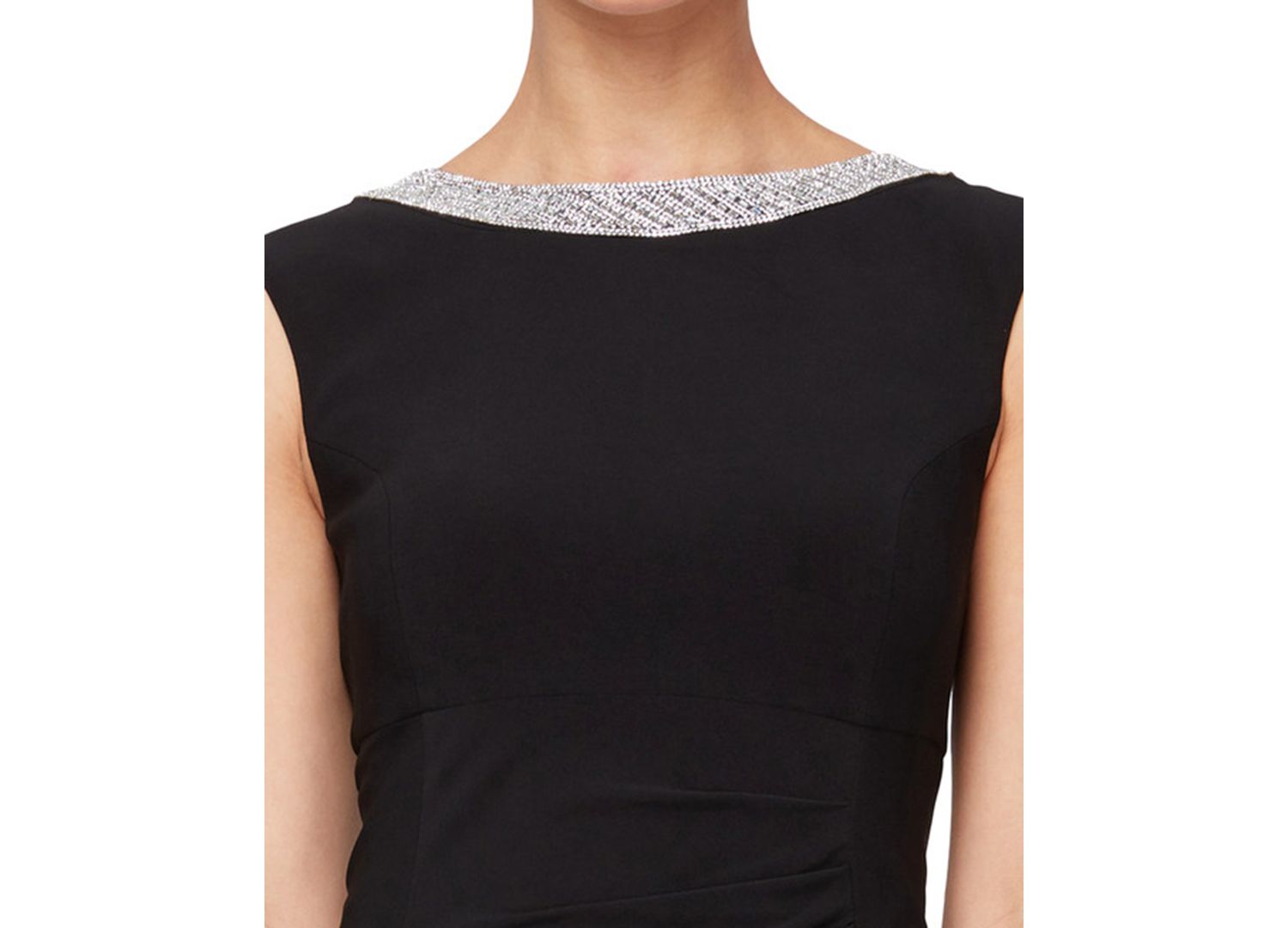 Women's Embellished-Neck Side-Slit Gown